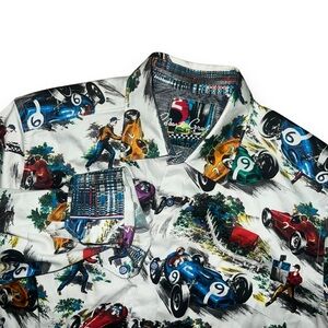 Robert Graham Legends Long Sleeve Racing Car Button Up Shirt Men Size Medium
